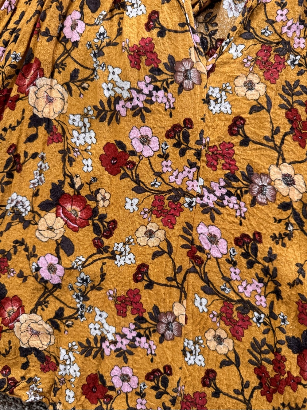Mustard Yellow Floral Off-Shoulder Blouse - Picture 2 of 4
